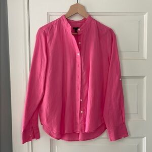 Ann Taylor linen Pink Button-Up Blouse